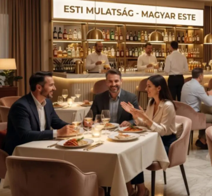 Hangulatos esti vacsora és társasági esemény a Grand Social Hall elegáns belső terében